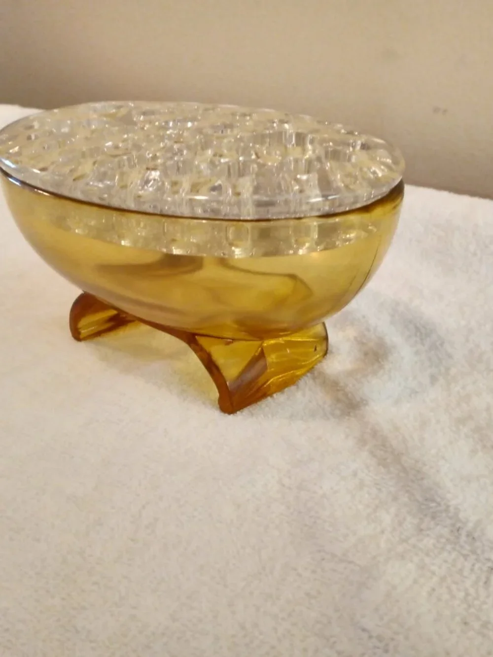 Vintage Martinsville Viking #1048 Oval Amber Flower Frog